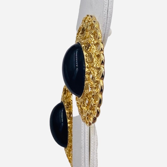 Vintage Park Lane Huge Black Lucite Clip Earrings - Picture 3 of 6